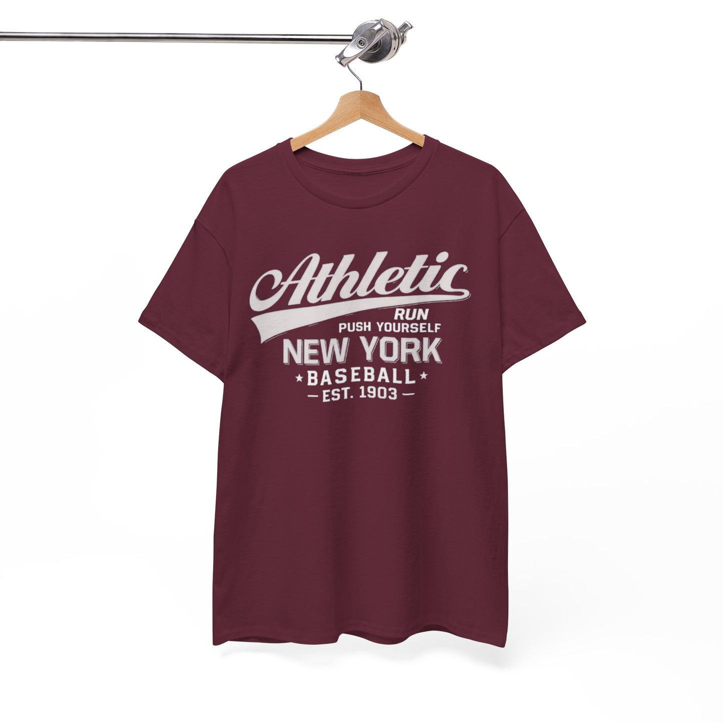 Athletic New York Baseball Tee — 'Athletic: Run, Push Yourself' Vintage Sport T-Shirt