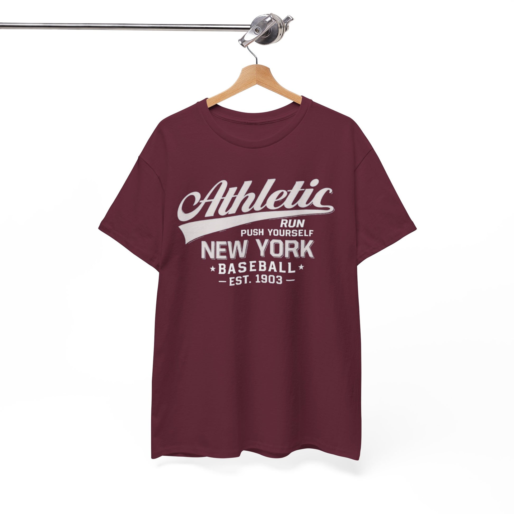 White Smoke Athletic New York Baseball Tee — 'Athletic: Run, Push Yourself' Vintage Sport T-Shirt