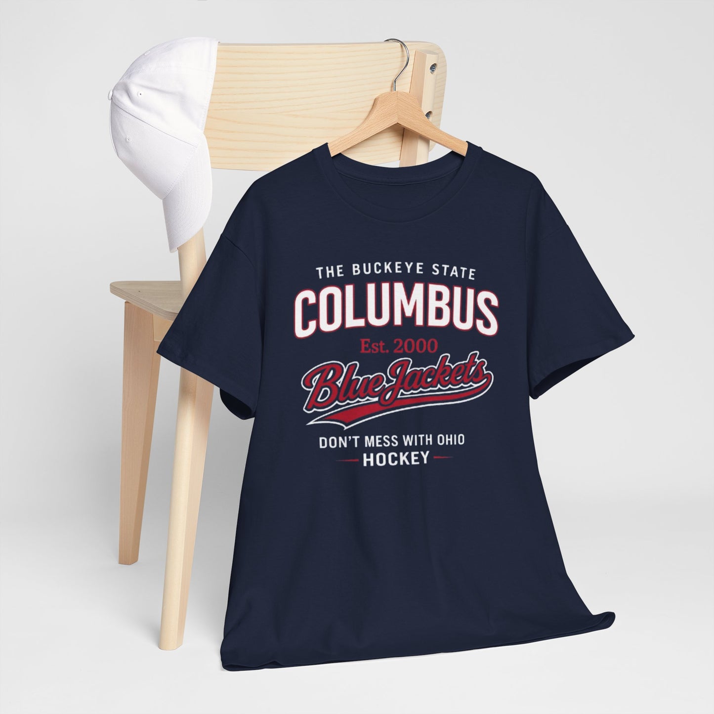 Dark Slate Gray Columbus Blue Jackets Hockey T‑Shirt – "Don't Mess With Ohio" Vintage Style
