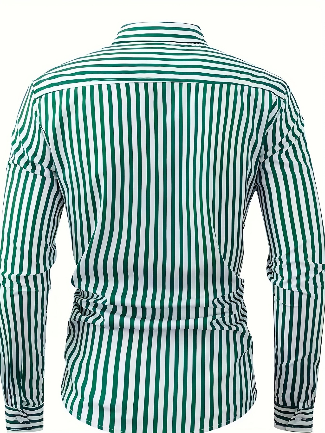 White Smoke Men's Casual Striped Long Sleeve Shirt -  and White Vertical Pattern, Button- Collar Design, Non-Stretch Fabric, Suitable for Casual Attire, All Seasons | Fitted Cut