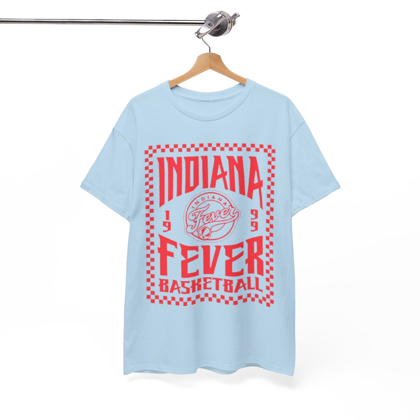 White Smoke Indiana Fever Basketball Tee — Retro Red Checkerboard Team Shirt