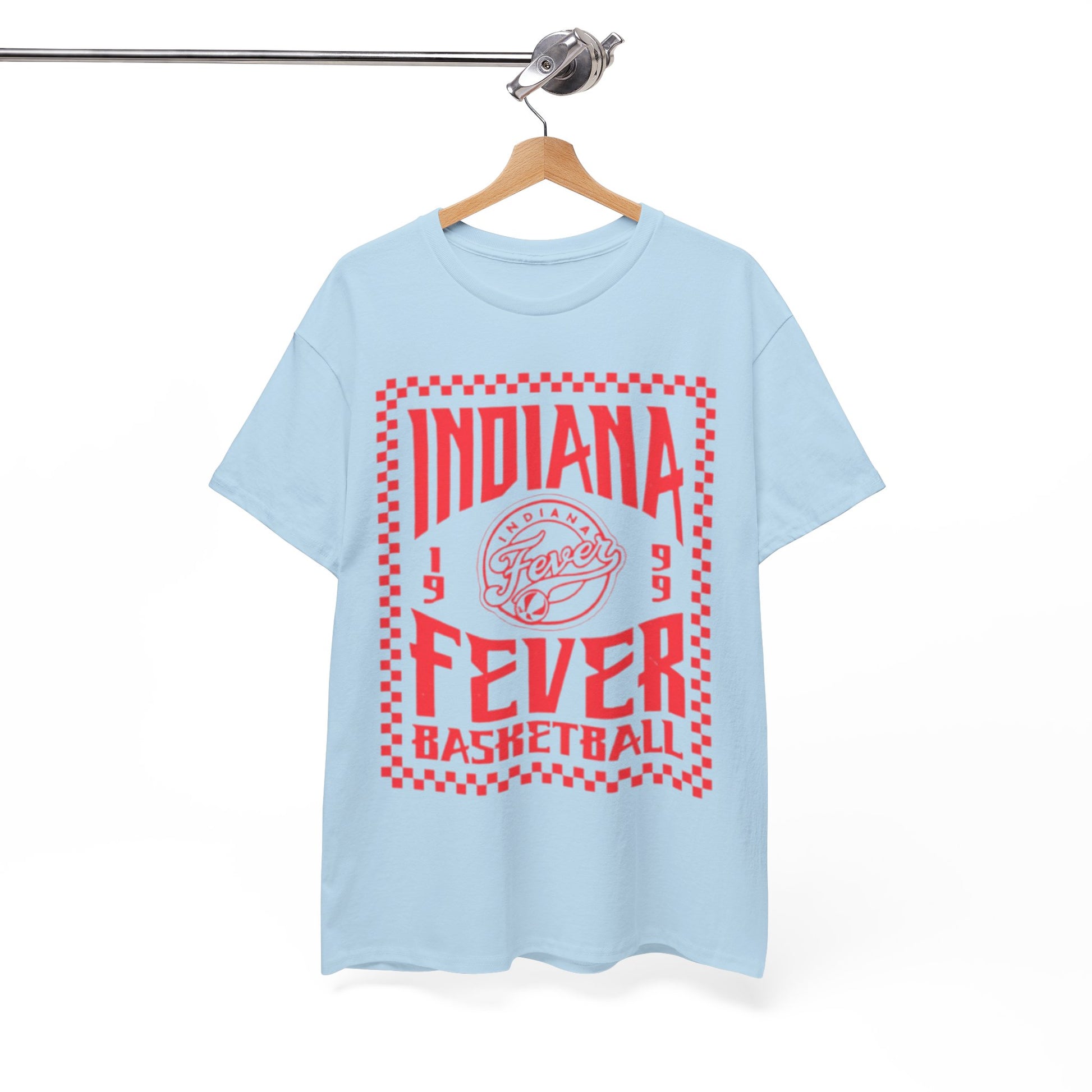 White Smoke Indiana Fever Basketball Tee — Retro Red Checkerboard Team Shirt