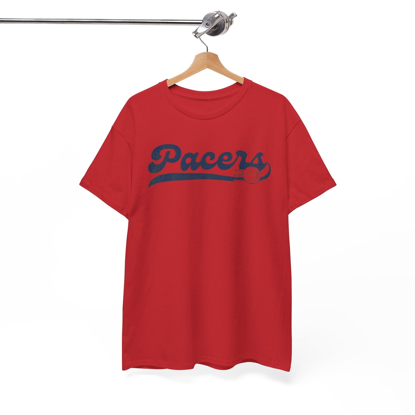 White Smoke Indiana Pacers  Script T‑Shirt — Retro Basketball Tee with Ball Accent