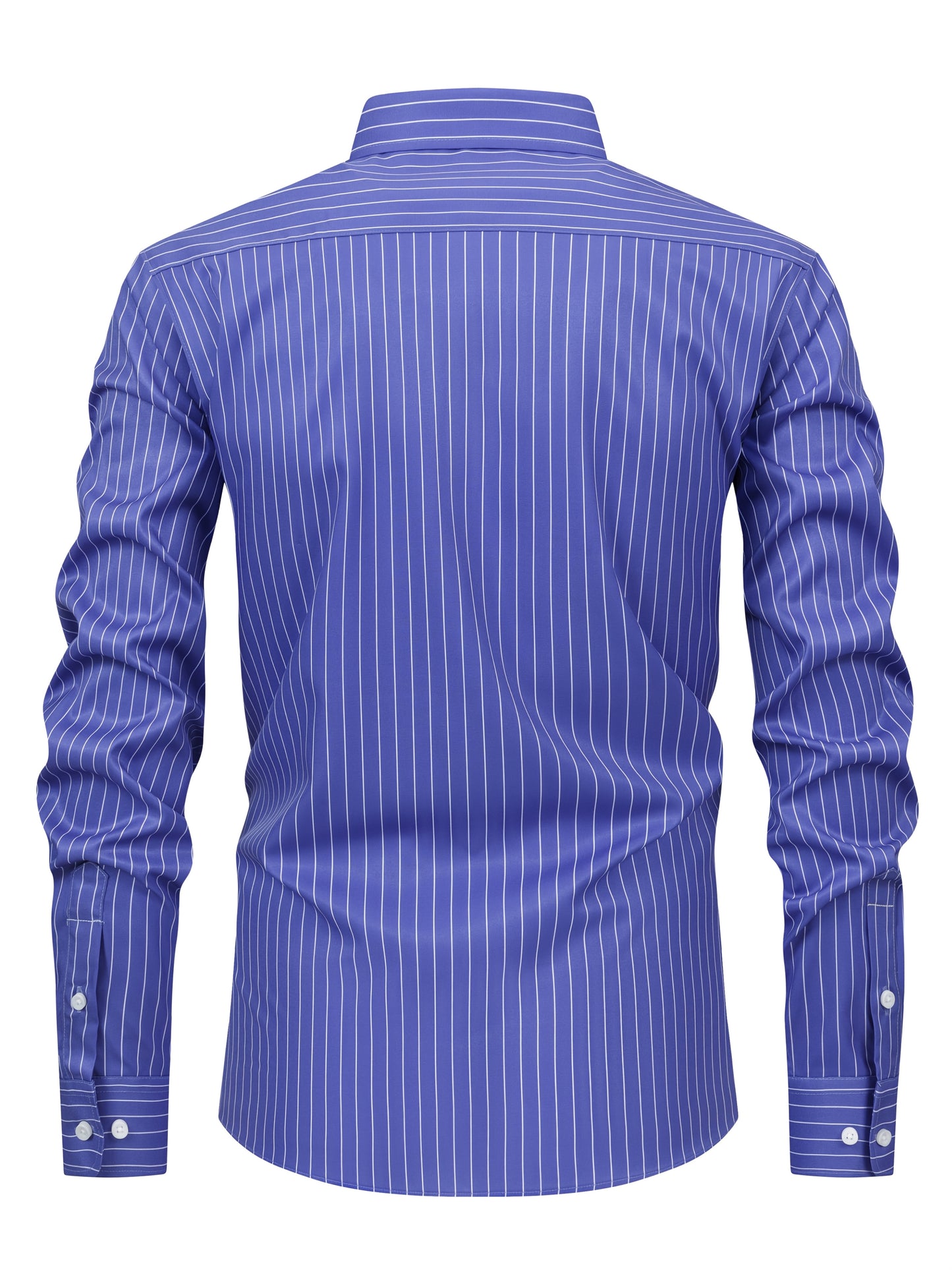 White Smoke Men's Fashion Casual Digital Stripe Long-Sleeve Shirt, Stretch Wrinkle-Resistant Premium Versatile Lightweight Date Shirt