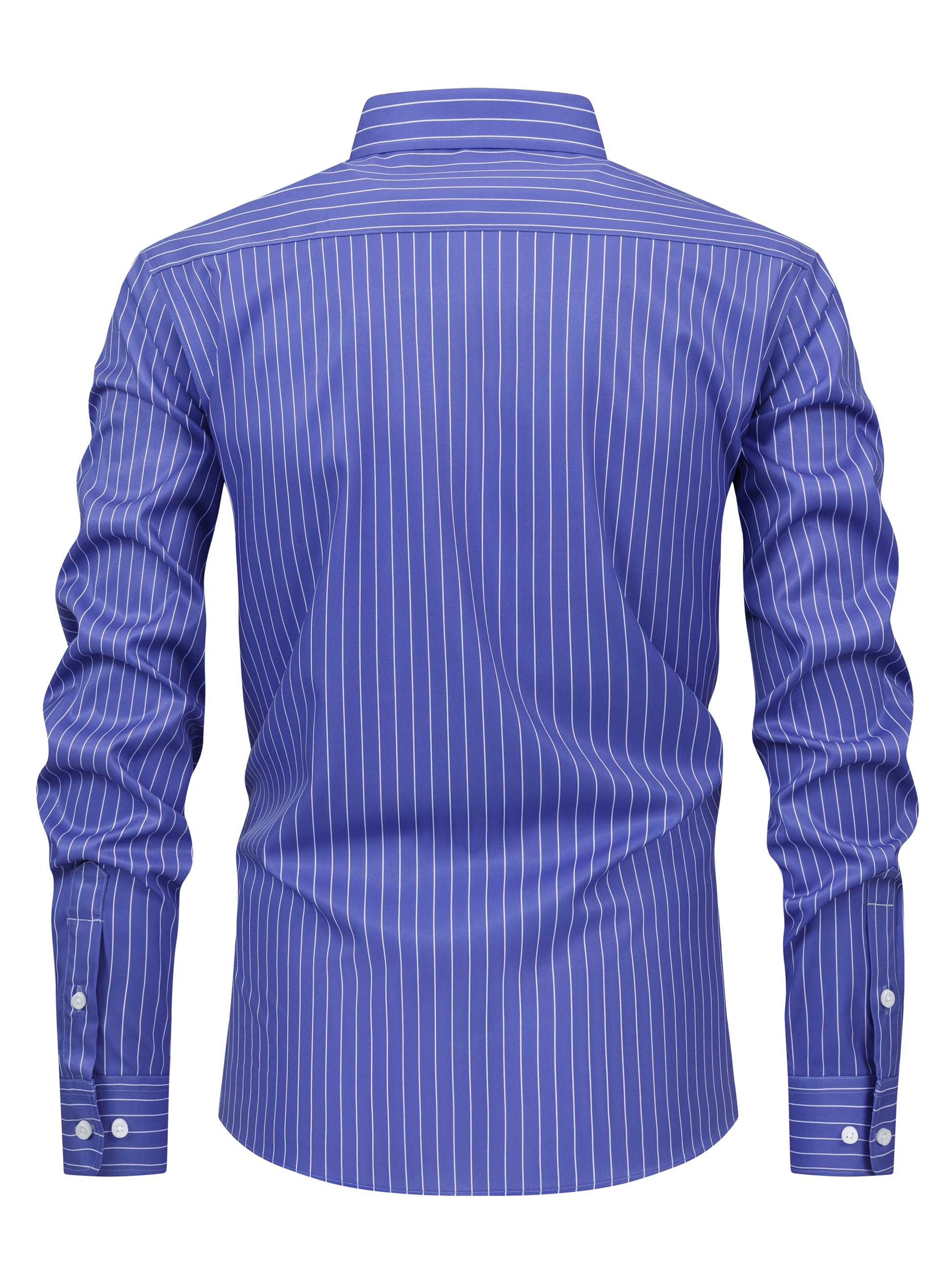 White Smoke Men's Fashion Casual Digital Stripe Long-Sleeve Shirt, Stretch Wrinkle-Resistant Premium Versatile Lightweight Date Shirt