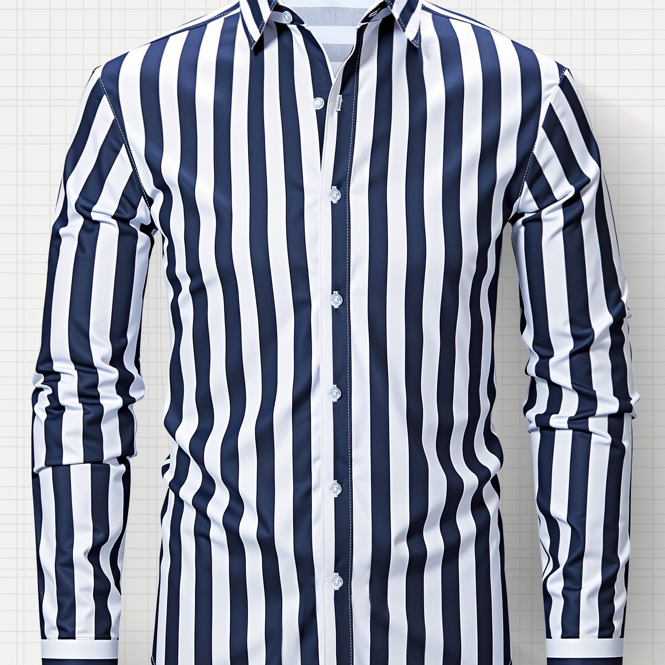 White Smoke New Men's Formal Long Sleeve Thick Stripe Shirt, Easy Care, Versatile Business Casual Professional Shirt, Holiday Gift