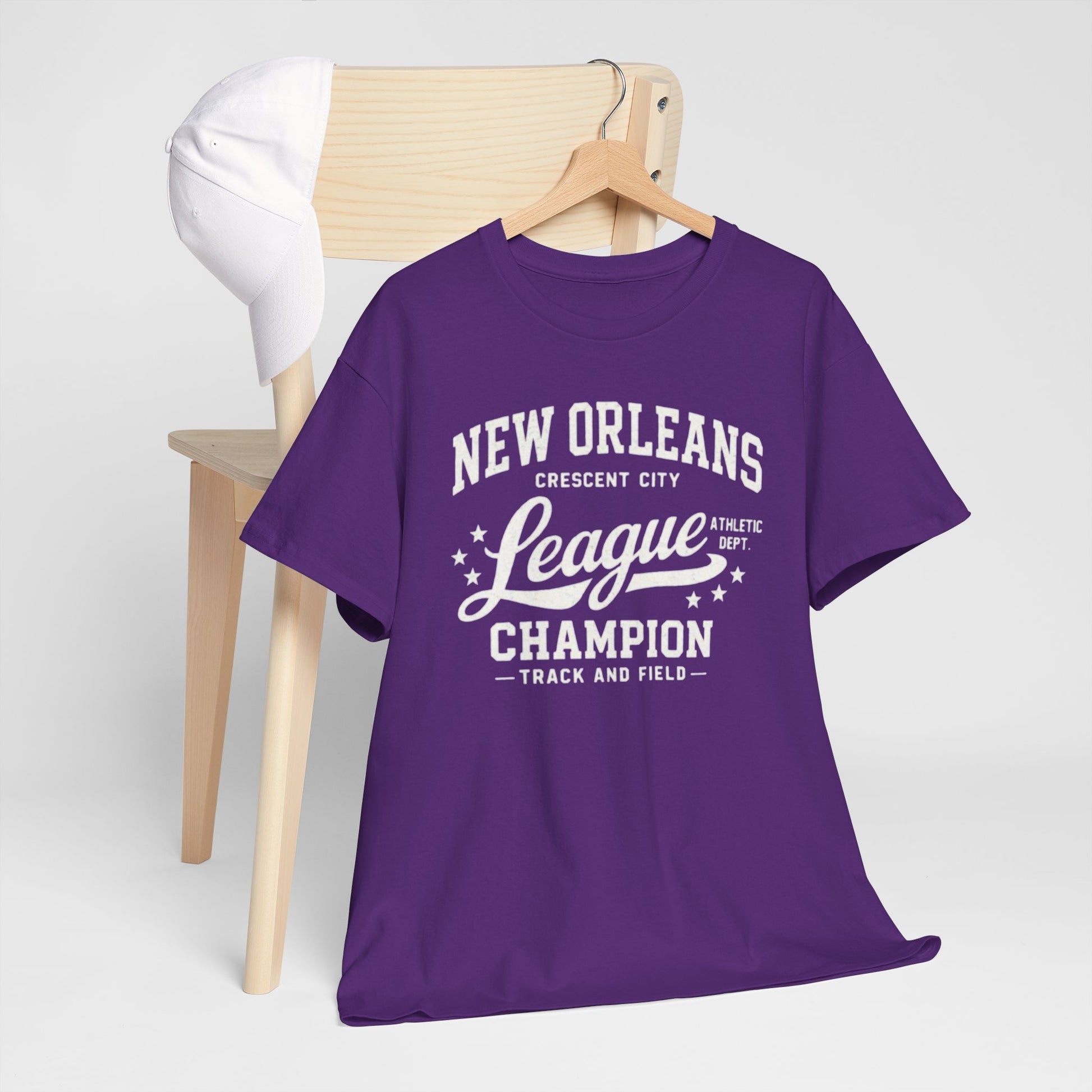 Lavender New Orleans League Champion Tee — Crescent City Track & Field Vintage Sports Shirt