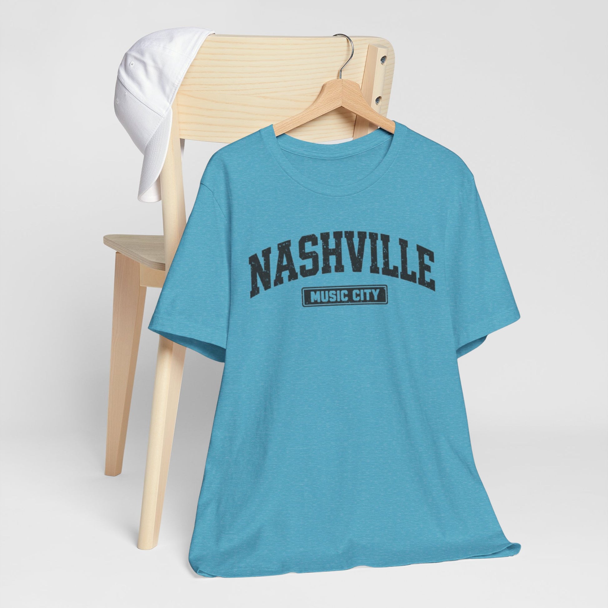 Cadet Blue Nashville Music City Tee — Collegiate Vintage T-Shirt Vintage 90s Streetwear