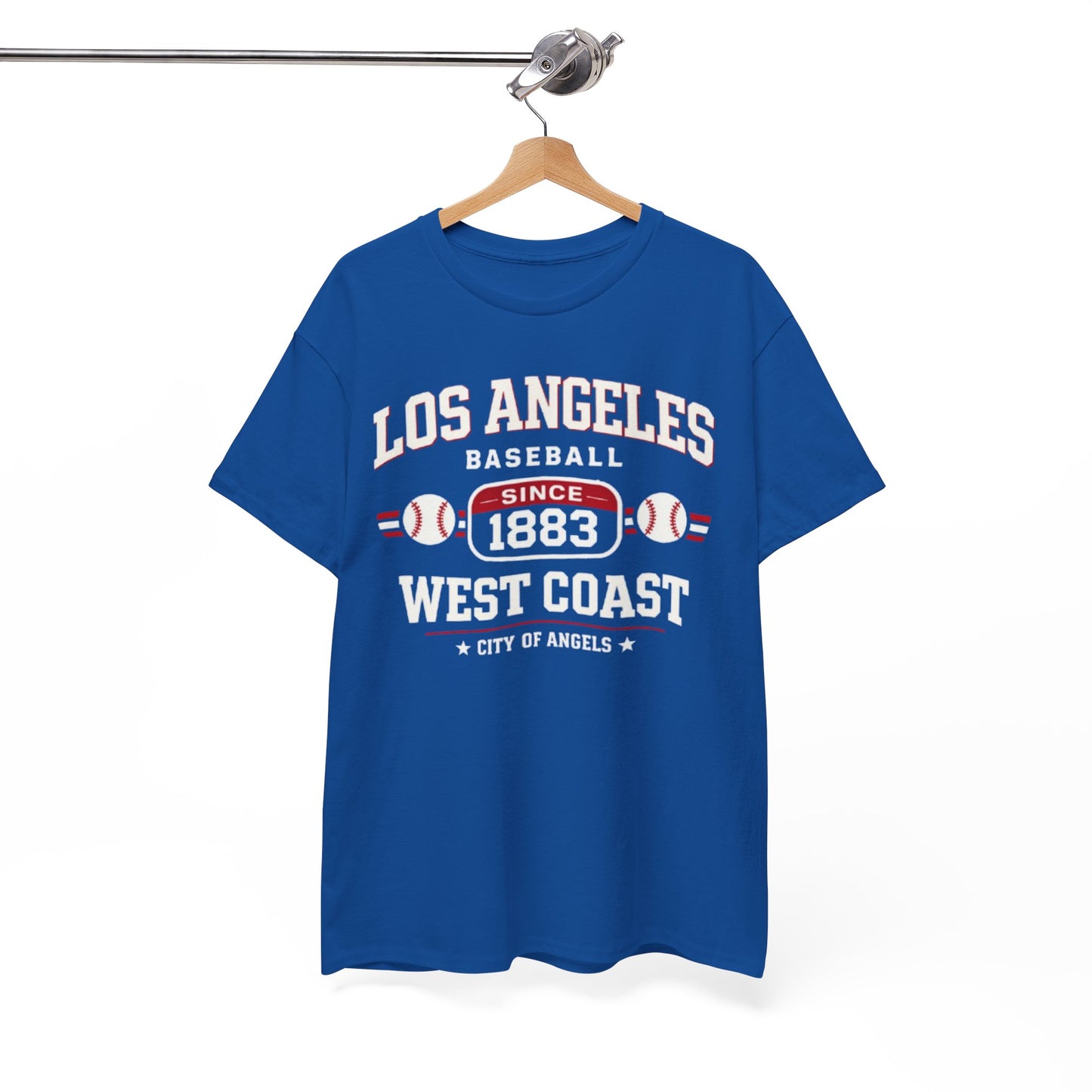 White Smoke Los Angeles Baseball Tee — West Coast "Since 1883" Vintage Sport T‑Shirt