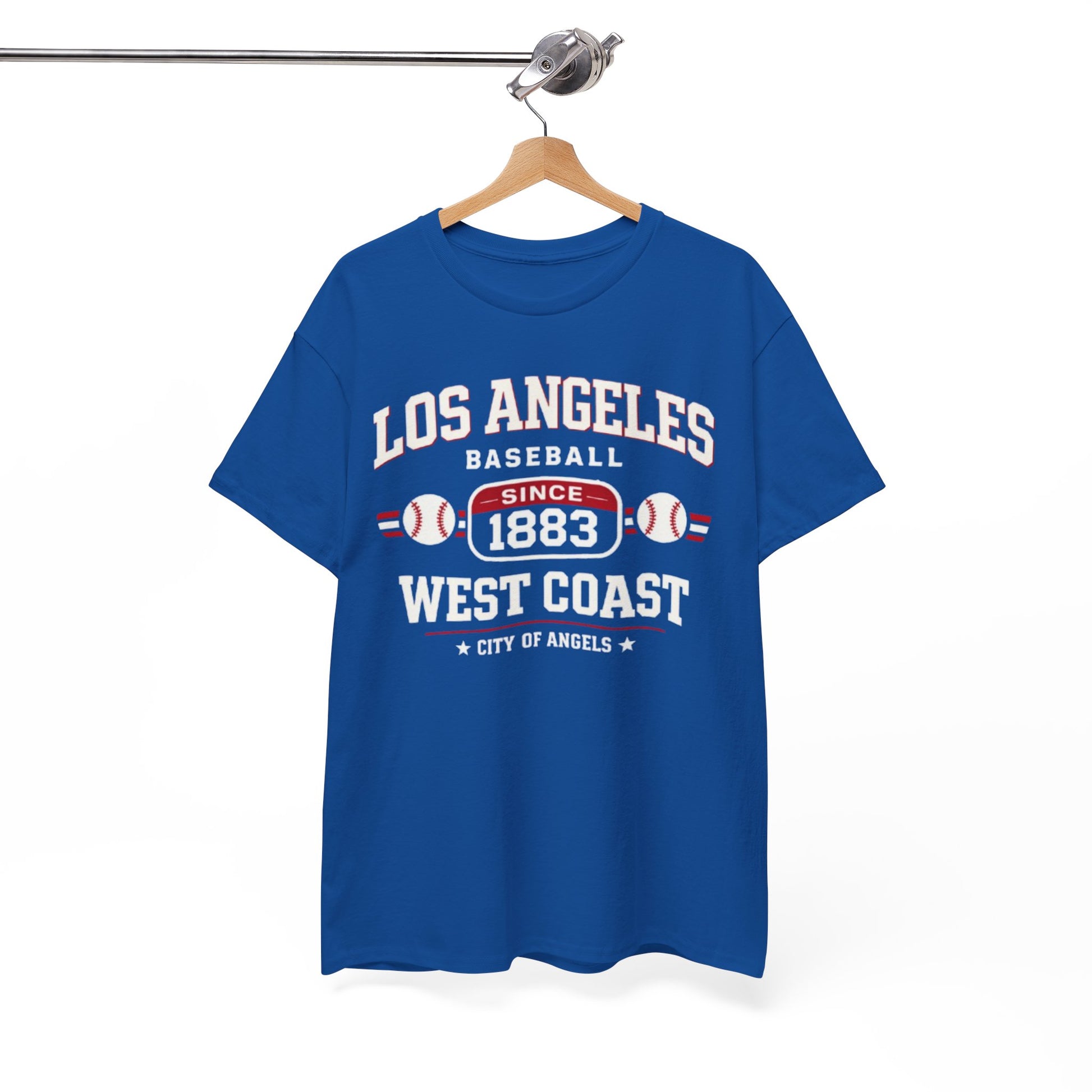 White Smoke Los Angeles Baseball Tee — West Coast "Since 1883" Vintage Sport T‑Shirt