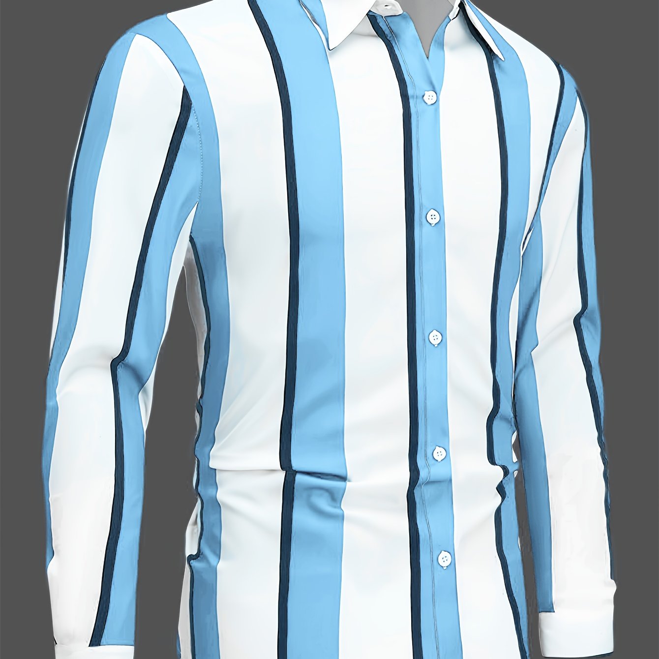 New Men'S Striped Long-Sleeve Business Shirt