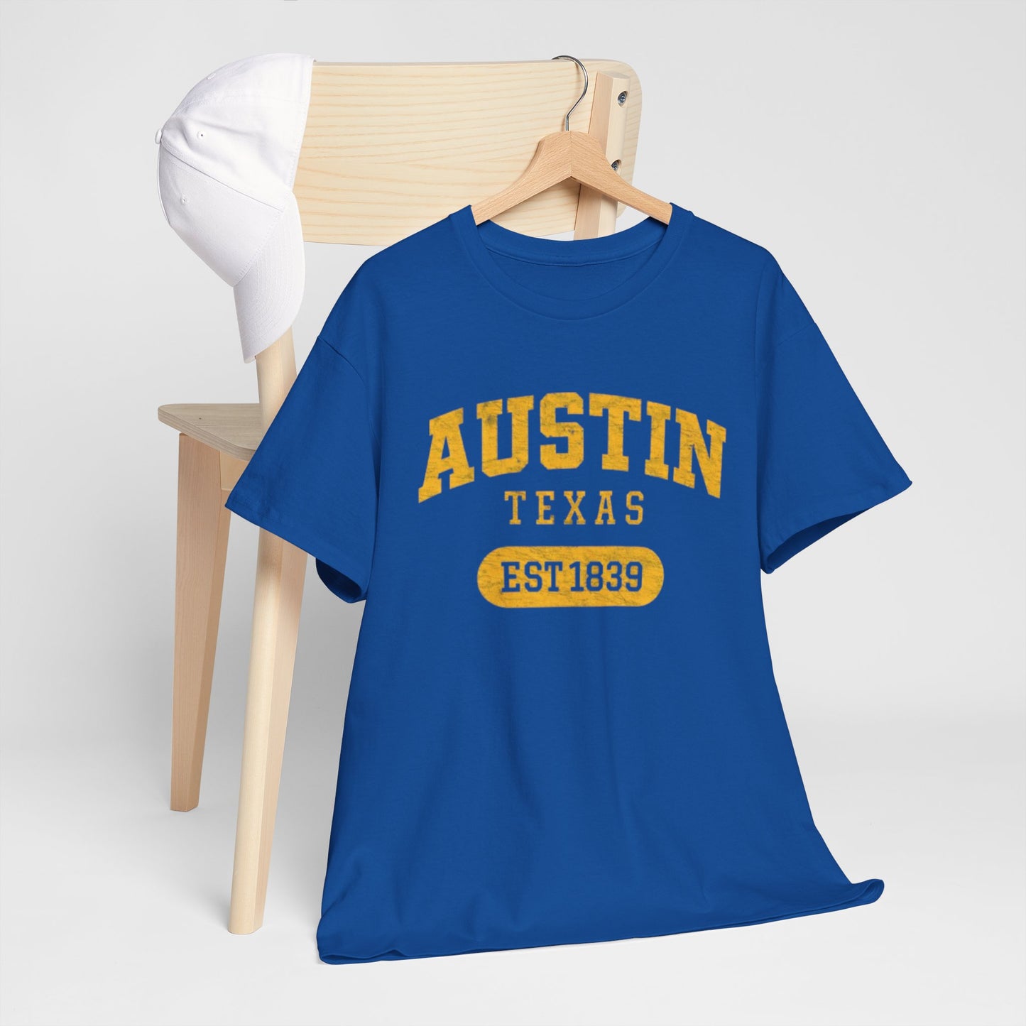 Dark Slate Blue Austin Texas EST 1839 Graphic T-Shirt – Vintage College Style City Tee