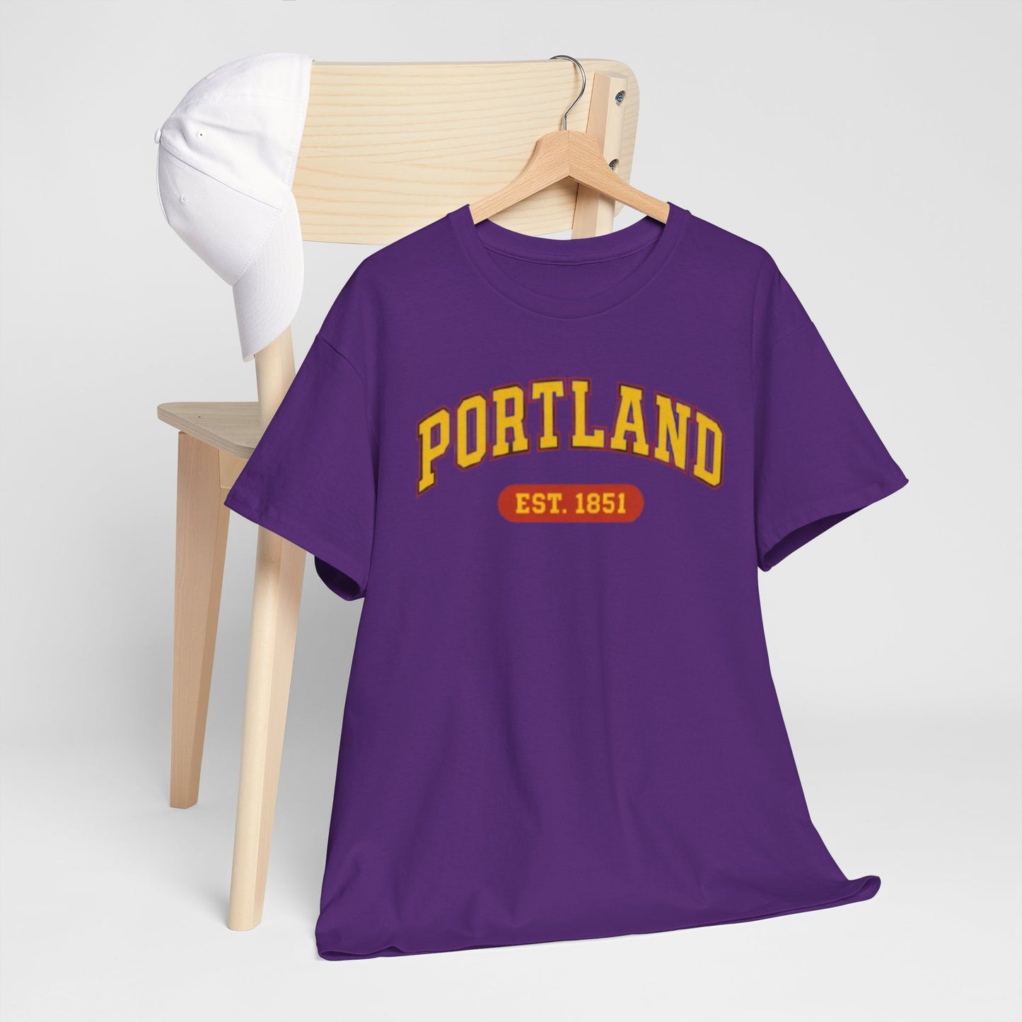 Portland Vintage College Tee — "PORTLAND EST. 1851" Graphic T-Shirt