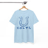 White Smoke Indianapolis Colts Horseshoe Graphic Tee — Vintage-Style Football Fan Shirt