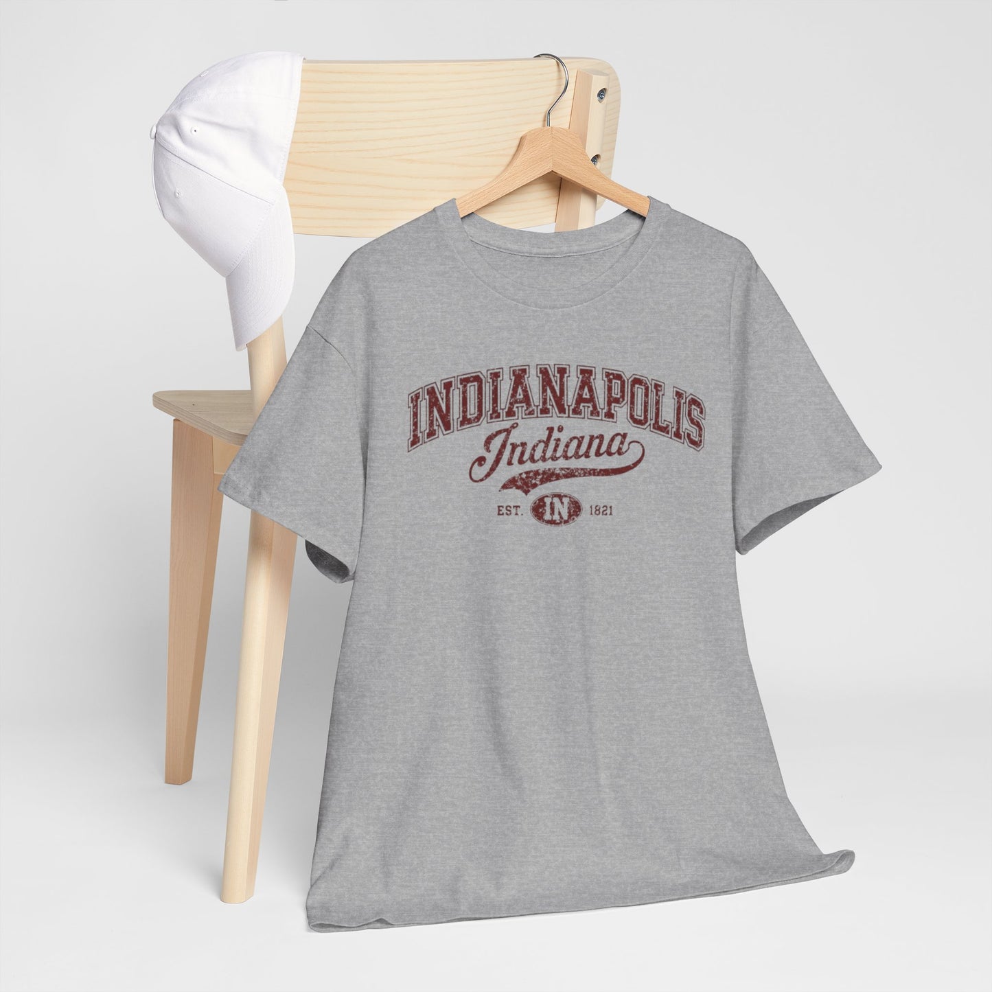 Dark Gray Indianapolis Indiana Vintage College Tee Retro City Graphic T Shirt Classic Midwest Shirt