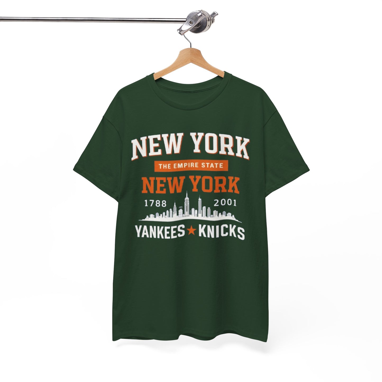 White Smoke New York City Skyline Tee — Yankees & Knicks Vintage Sports Shirt