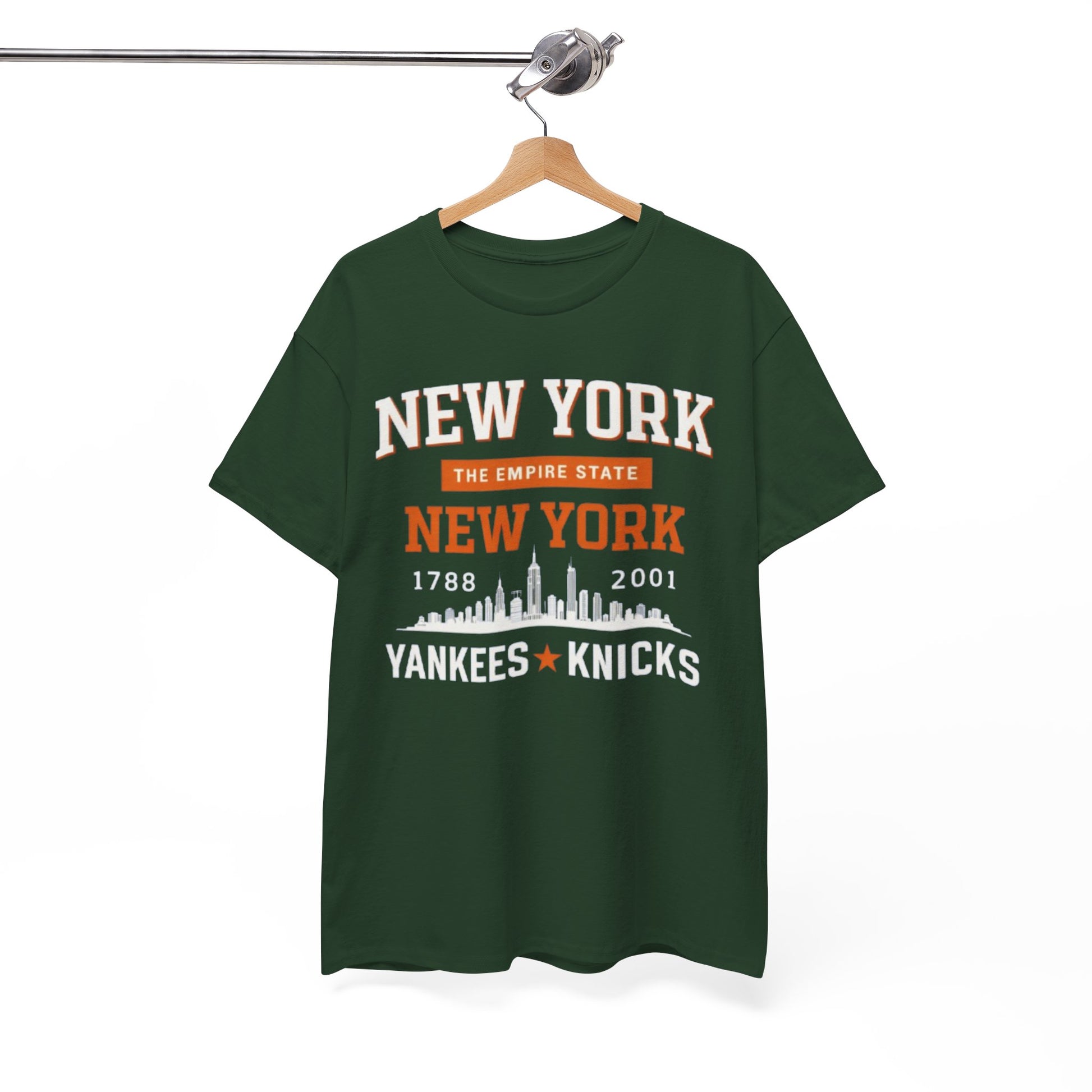 White Smoke New York City Skyline Tee — Yankees & Knicks Vintage Sports Shirt
