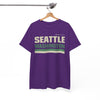 White Smoke Seattle Washington Retro Striped Tee — Emerald City Graphic T‑Shirt