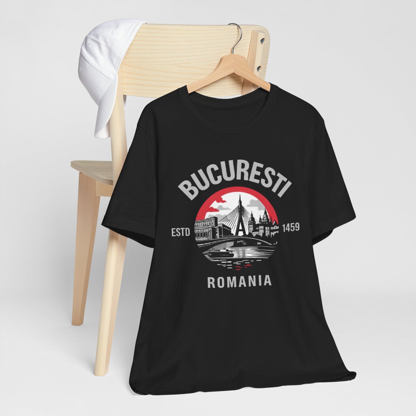 Dark Slate Gray Tricou București România Vintage Cityscape — Tricou suvenir București Înființat în 1459