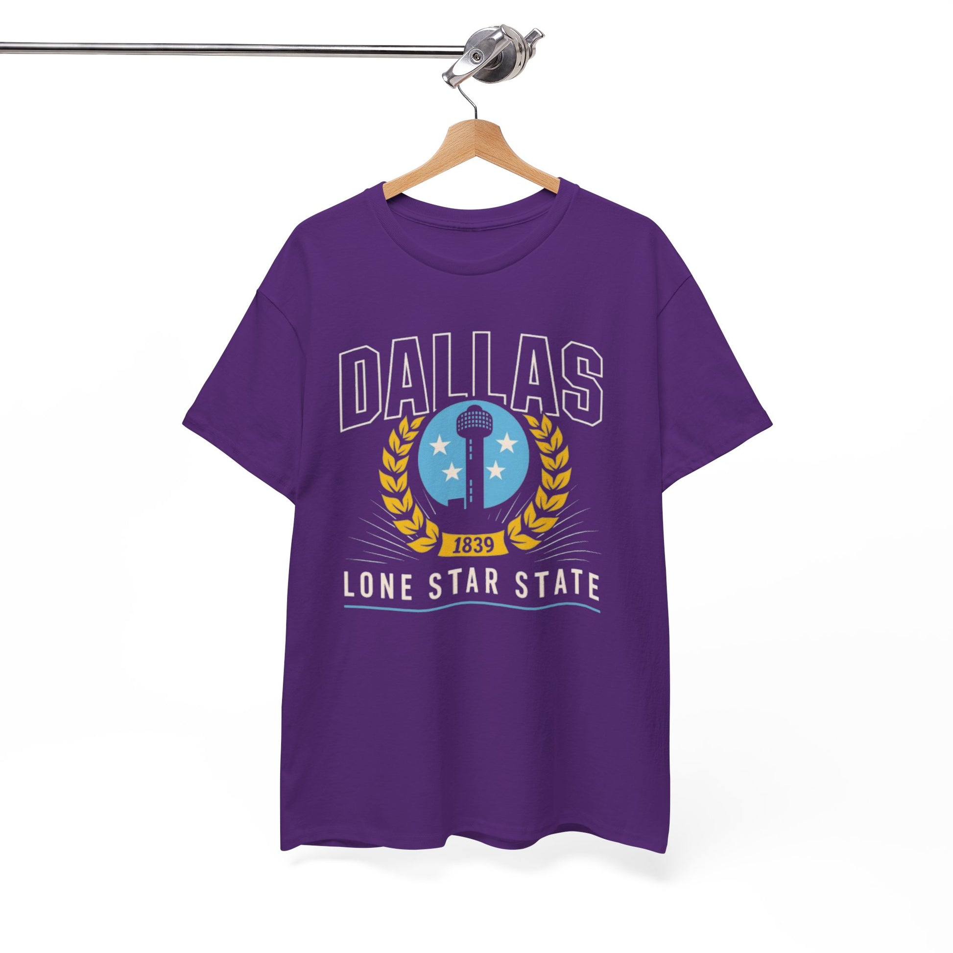 White Smoke Dallas Lone Star State T‑Shirt — Retro City Crest Tee