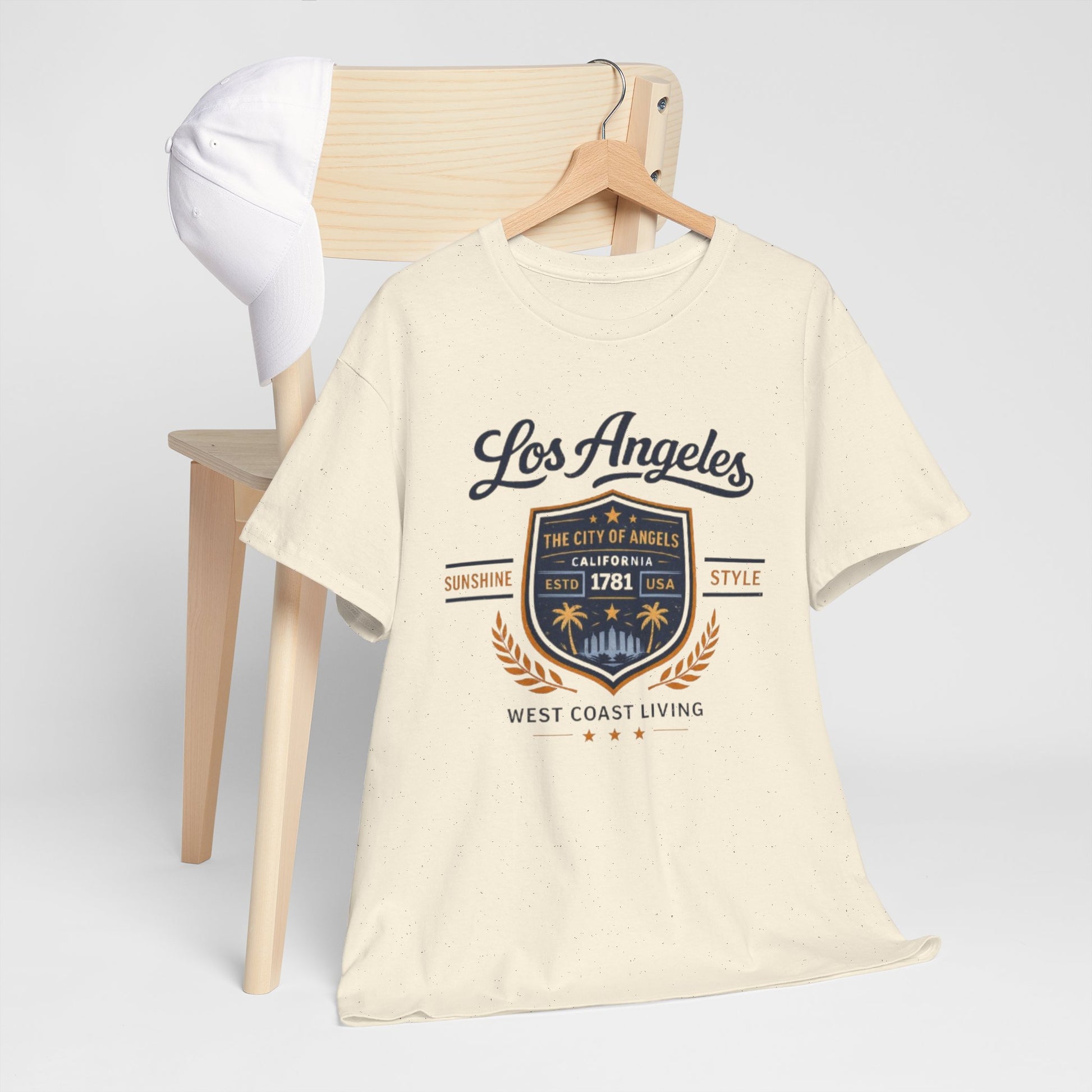 Antique White Los Angeles Vintage Crest Streetwear T-Shirt – City of Angels West Coast Style