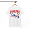 White Smoke Portland Basketball T-Shirt — "Portland Oregon" Retro Hoop Tee