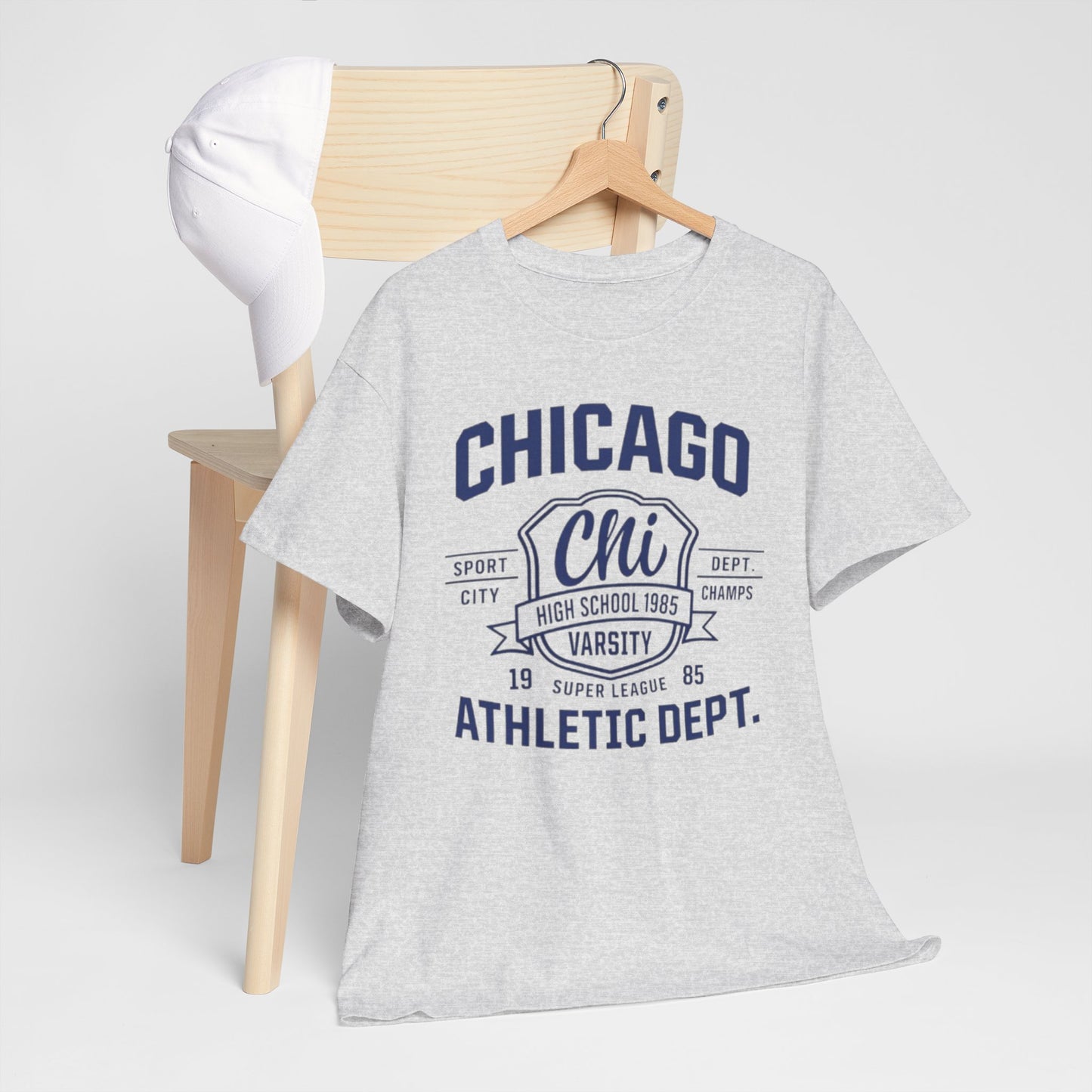 Light Gray Chicago Athletic Dept. Tee — Varsity Chi Vintage Sports T‑Shirt