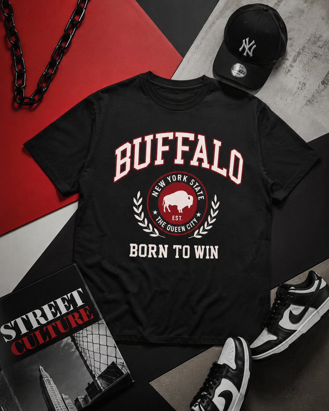 Buffalo city New York Born to Win T-Shirt