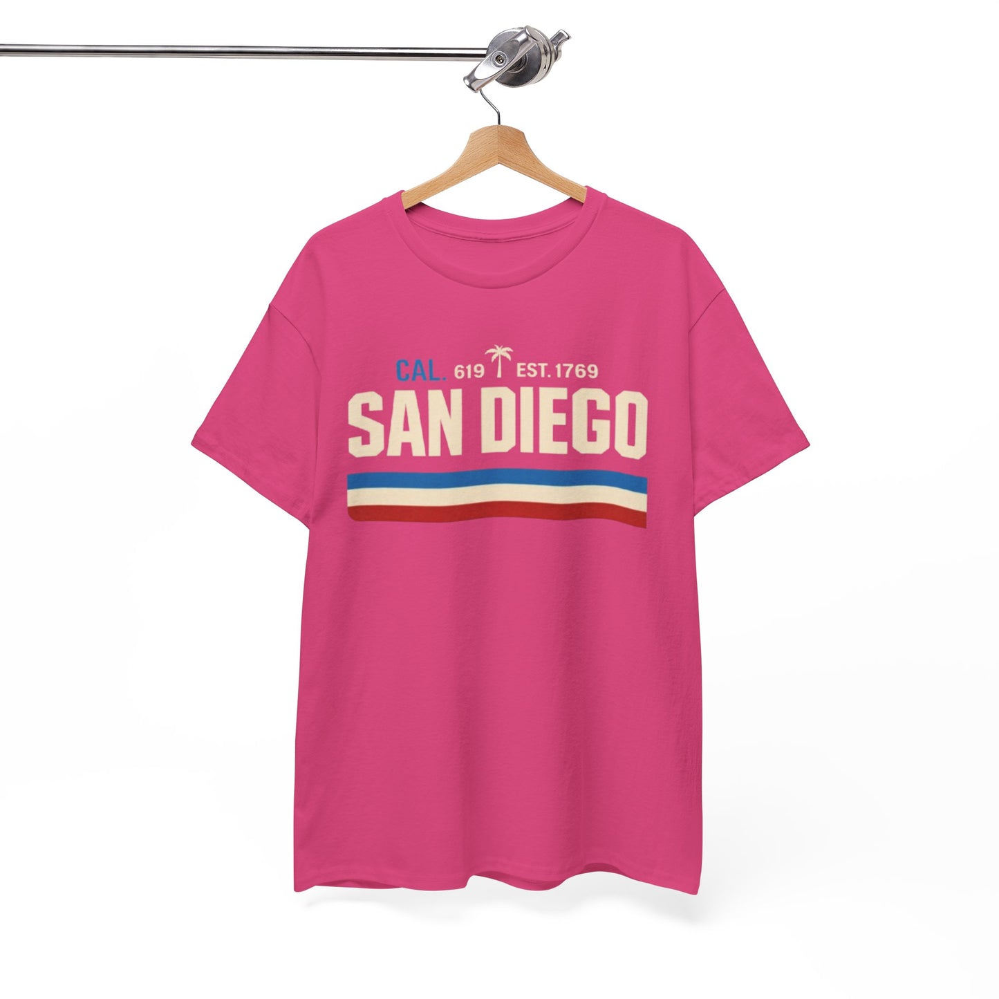 San Diego Retro Striped Tee — "San Diego" Vintage Palm California T-Shirt