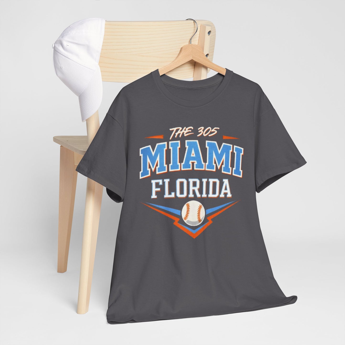 Dim Gray Miami Florida 305 Baseball T-Shirt — Retro Sports Tee