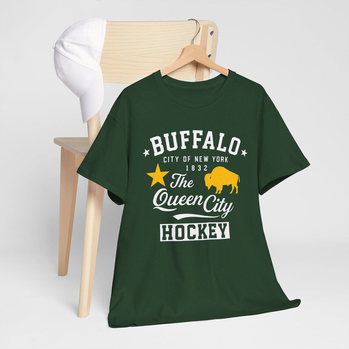 Buffalo City T‑Shirt – Gold Star & Bison Graphic Tee