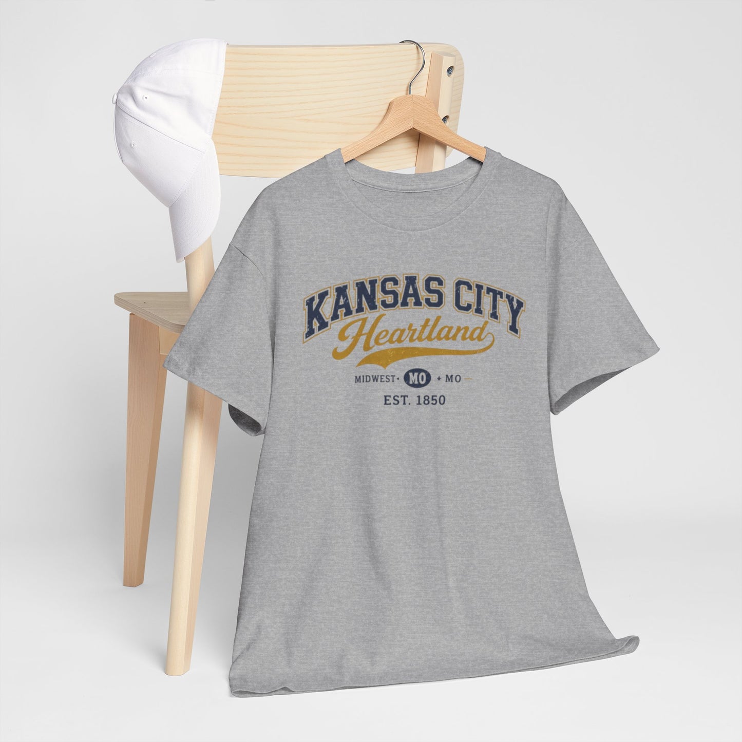 Dark Gray Kansas City Heartland Tee — Vintage Midwest Est. 1850 Cotton Shirt