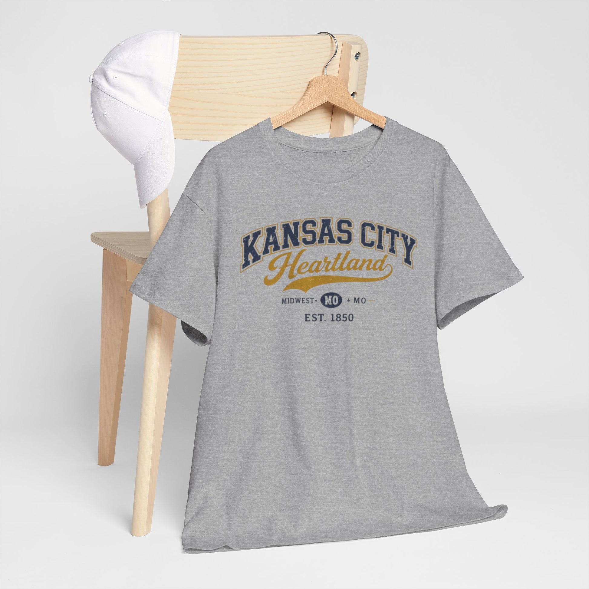 Dark Gray Kansas City Heartland Tee — Vintage Midwest Est. 1850 Cotton Shirt