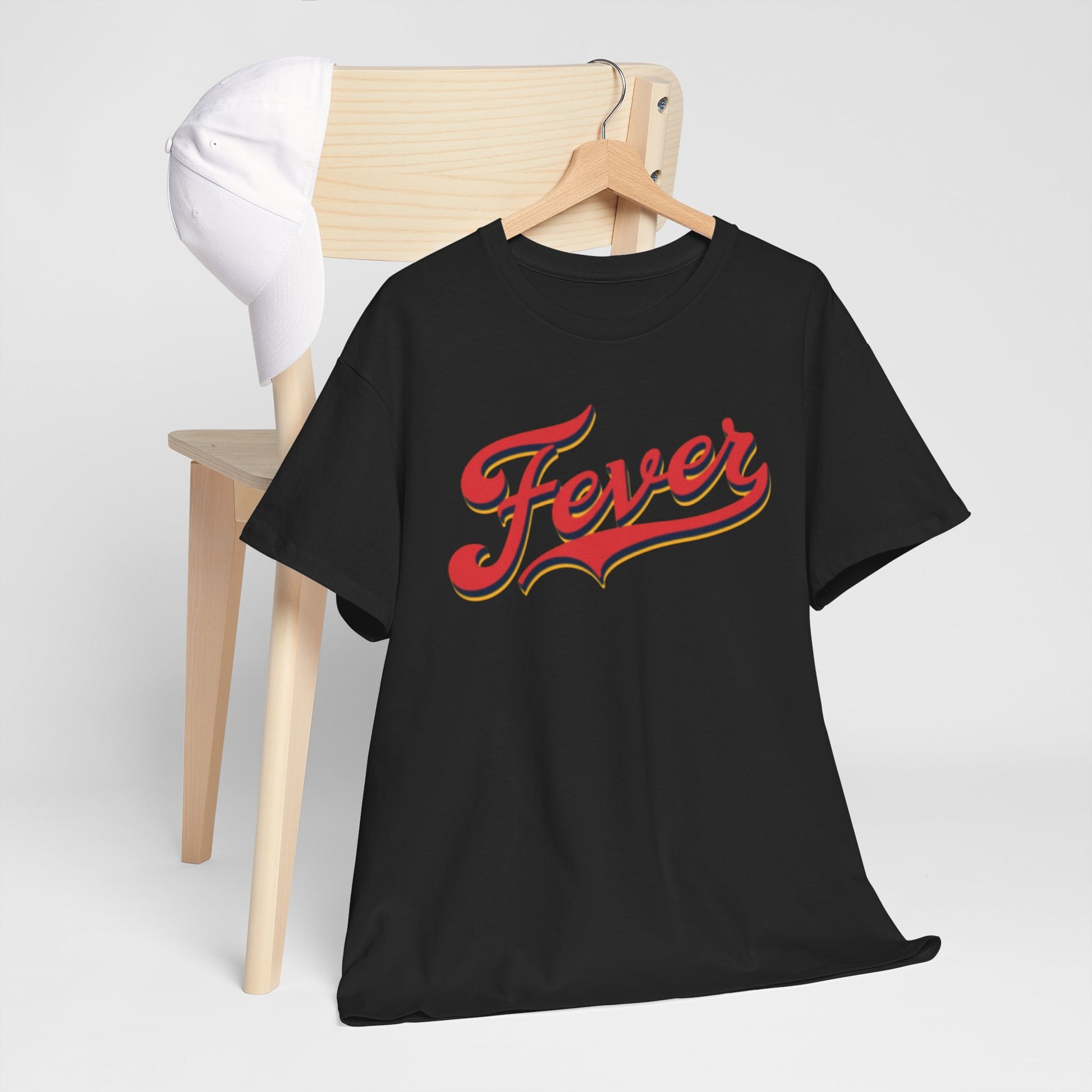 Dark Slate Gray Indiana Fever Retro Script Tee — Vintage Red & Gold Graphic T-Shirt