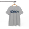 White Smoke Indiana Pacers  Script T‑Shirt — Retro Basketball Tee with Ball Accent