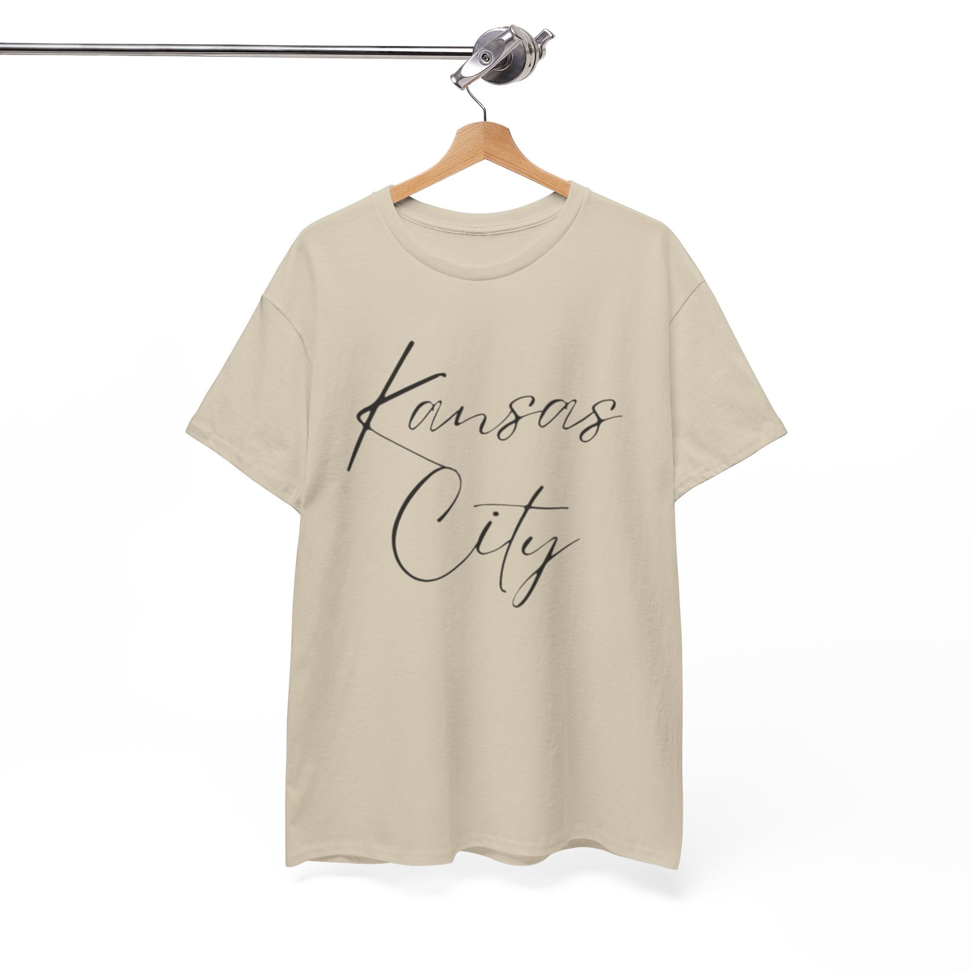 White Smoke Kansas City Script Tee — Minimalist City Name T‑Shirt