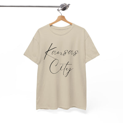 White Smoke Kansas City Script Tee — Minimalist City Name T‑Shirt