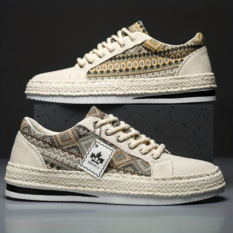 Men'S Breathable Casual Sneakers - Lightweight Summer Shoes with Lace-Up Closure, Non-Slip Rubber Sole - Beige/Black/Teal Colorway for Everyday, Office, Formal Events - All-Season Comfortable Walking Shoes, Office Footwear, S