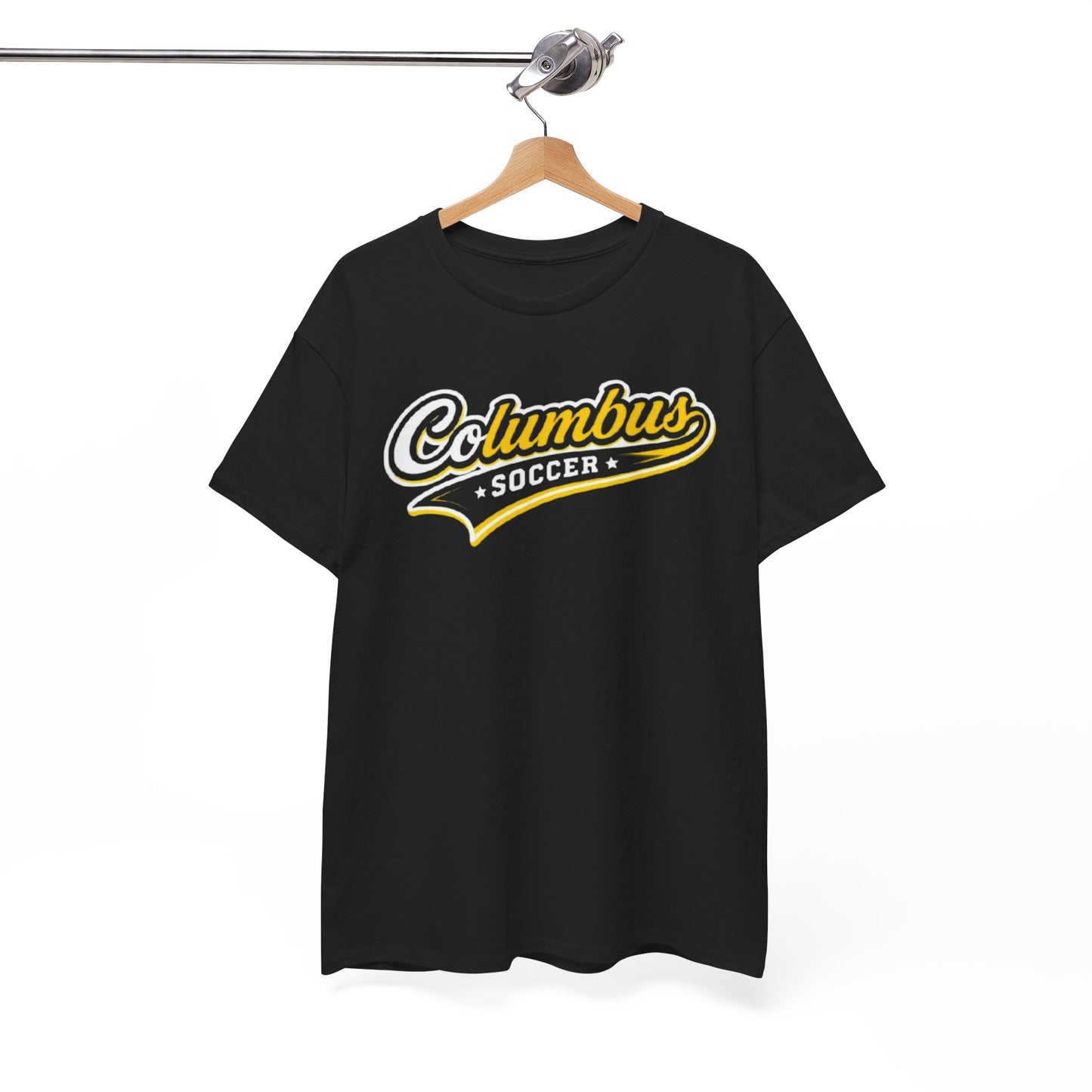 White Smoke Columbus Soccer Tee — Retro Script  Athletic T‑Shirt