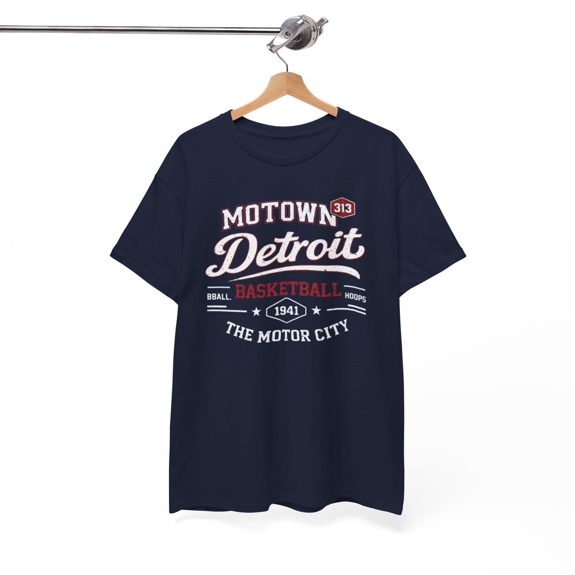 Detroit Motown Basketball T-Shirt — The Motor City 1941 Vintage Tee – breathable comfort wear, breathable comfort wear, image 1.0