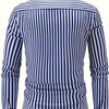 White Smoke Men's Casual Striped Long Sleeve Shirt -  and White Vertical Pattern, Button- Collar Design, Non-Stretch Fabric, Suitable for Casual Attire, All Seasons | Fitted Cut