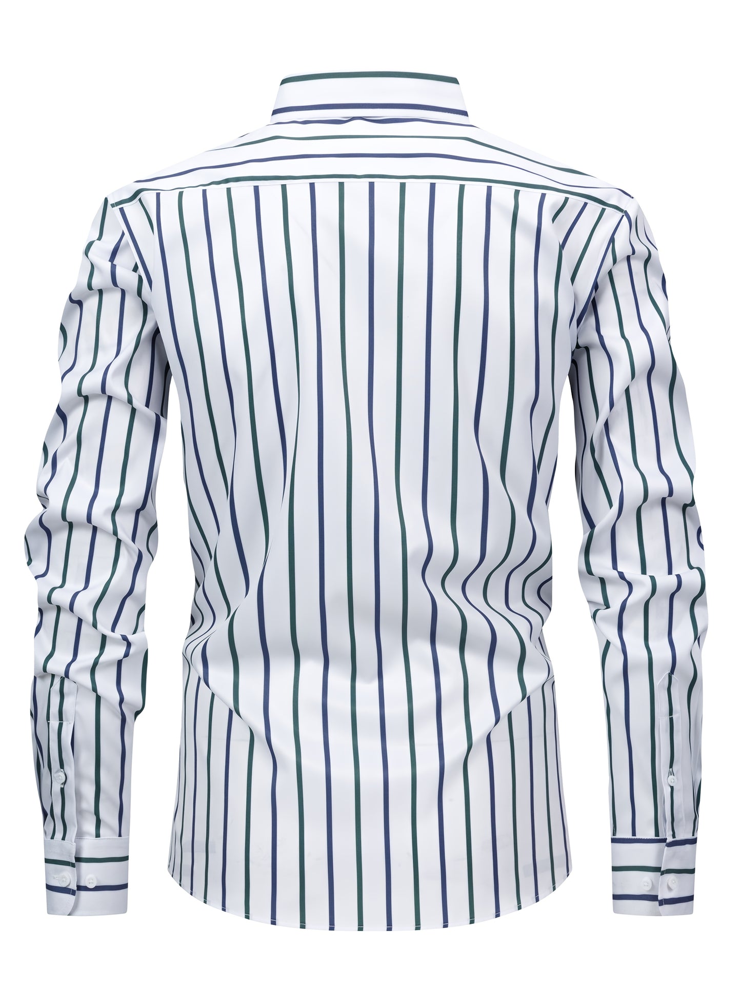 White Smoke Men's Fashion Casual Digital Stripe Long-Sleeve Shirt, Stretch Wrinkle-Resistant Premium Versatile Lightweight Date Shirt