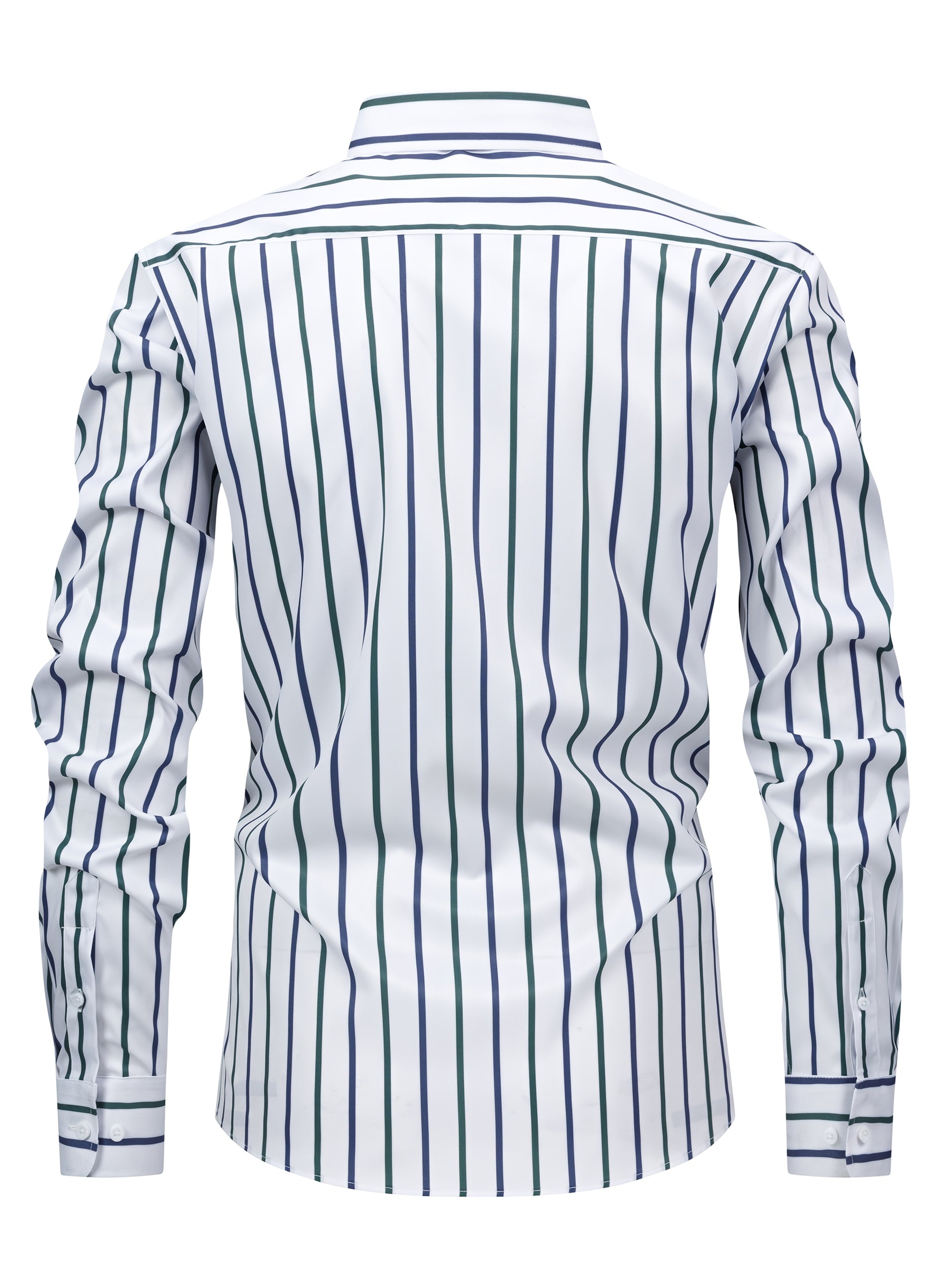 White Smoke Men's Fashion Casual Digital Stripe Long-Sleeve Shirt, Stretch Wrinkle-Resistant Premium Versatile Lightweight Date Shirt