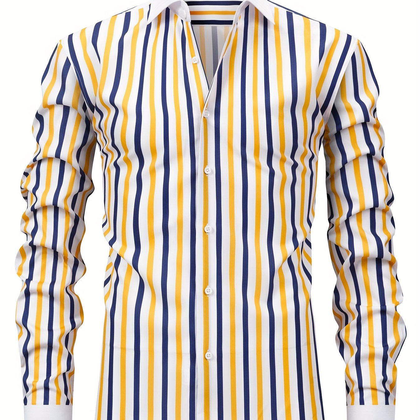 White Smoke Men'S Osha Collar Color-Blocked Long-Sleeve Shirt, New 2025 Digital Print Striped Business Casual Fashion, Finely Tailored Regular Fit, Breathable And Comfortable Fabric, Trendy And Unique, Perfect As a Holiday Gift for Men'S