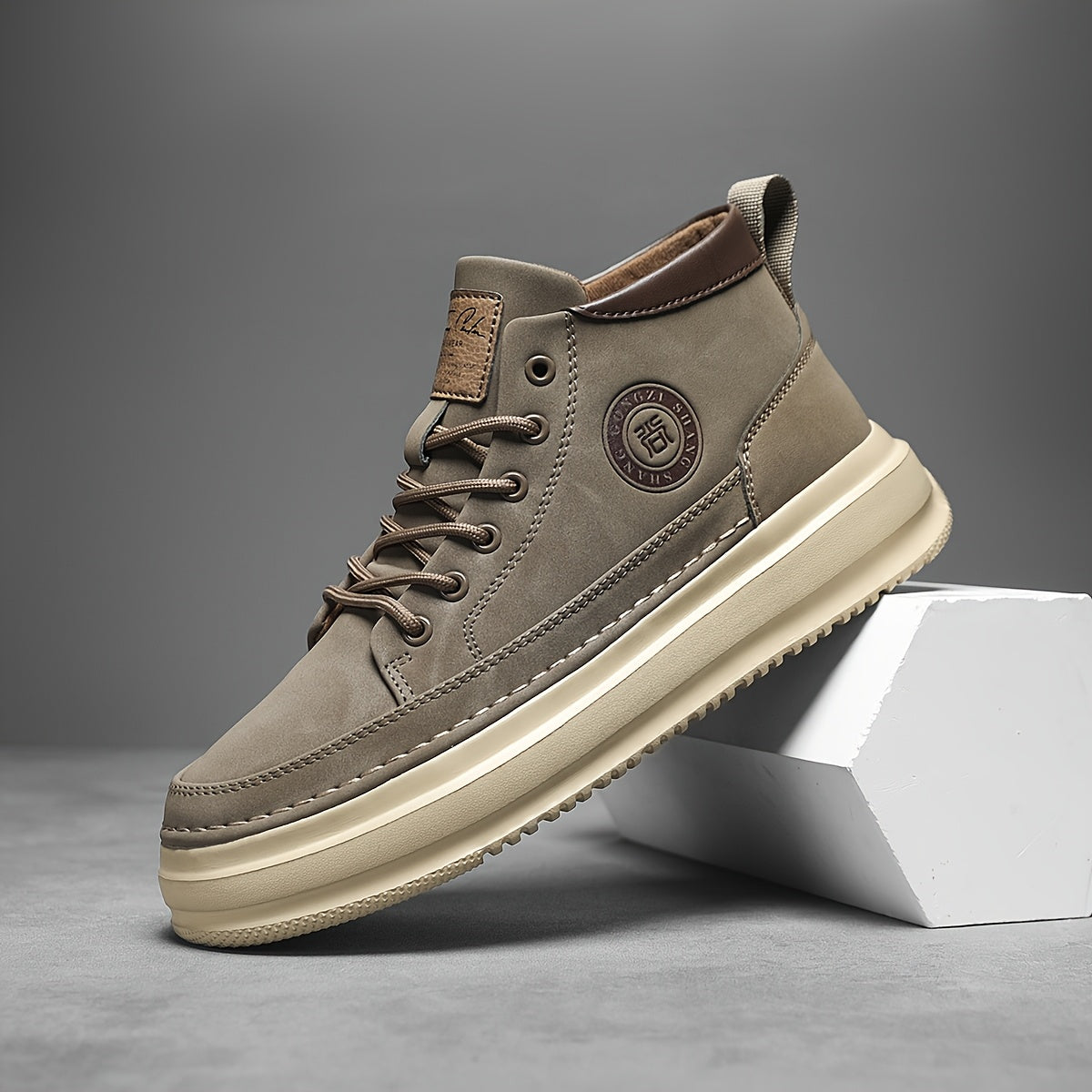 Men's Lightweight Platform Sneakers with Thick Sole - Mid-Top Casual Sports Shoes,  Upper & Cushioned Footbed for, Outdoor, Gym, Streetwear - All-Season Round Toe Design (Men's Fashion)