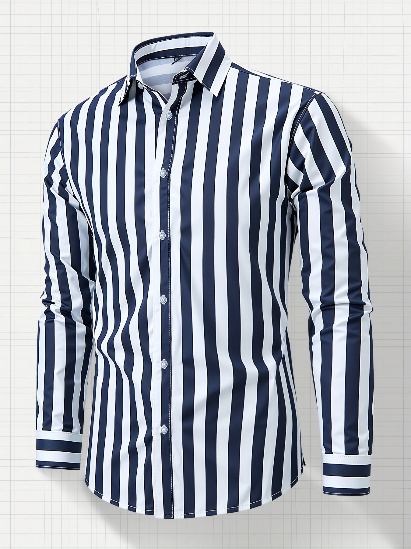 Lavender New Men's Formal Long Sleeve Thick Stripe Shirt, Easy Care, Versatile Business Casual Professional Shirt, Holiday Gift