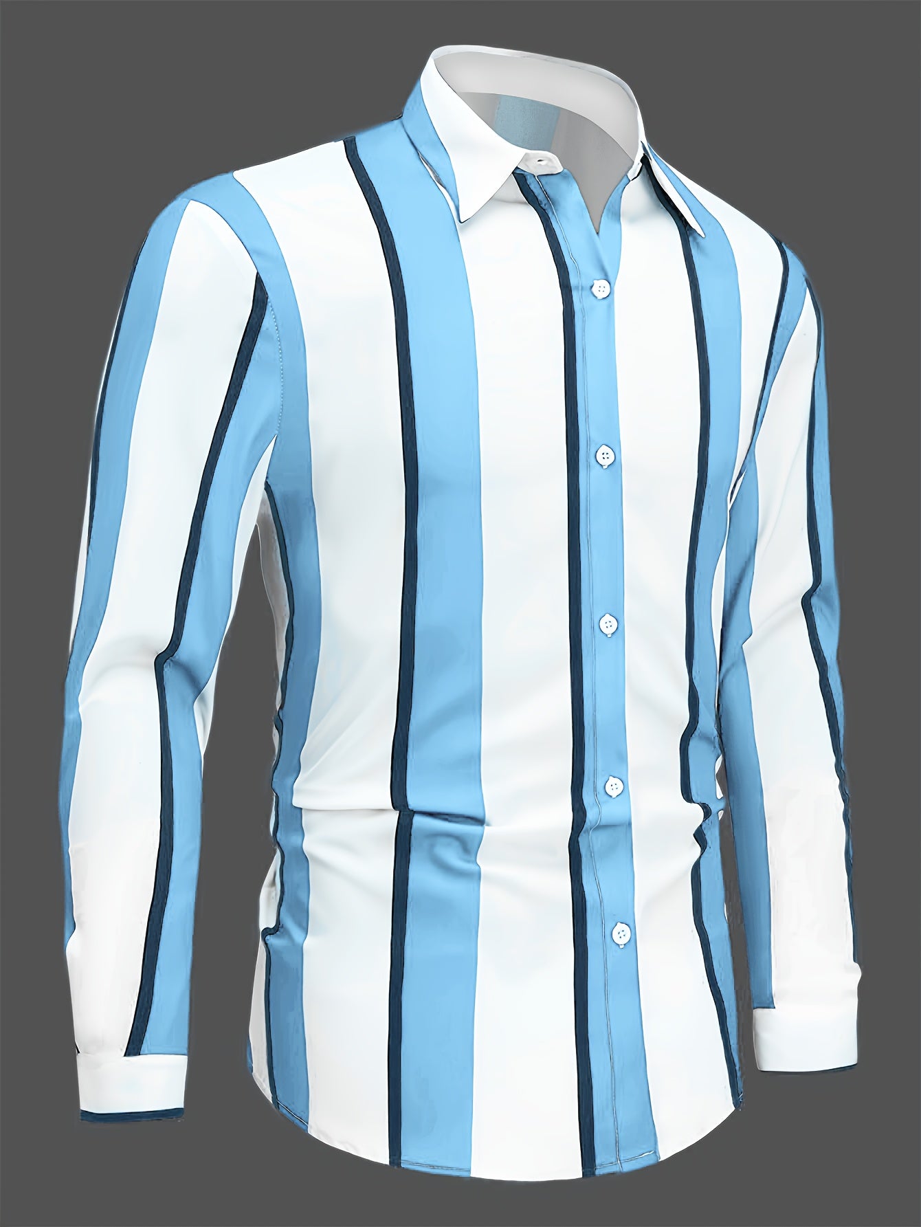 New Men'S Striped Long-Sleeve Business Shirt