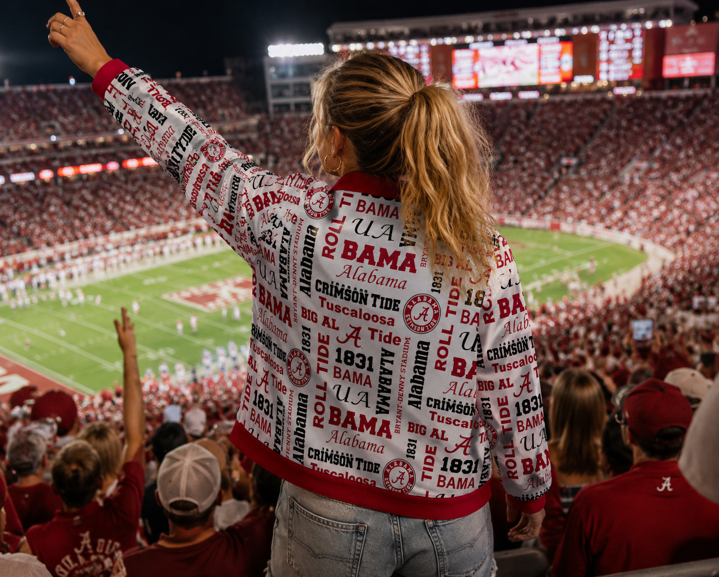 Alabama Crimson and White Game Day Jacket – Trendy College Football Streetwear