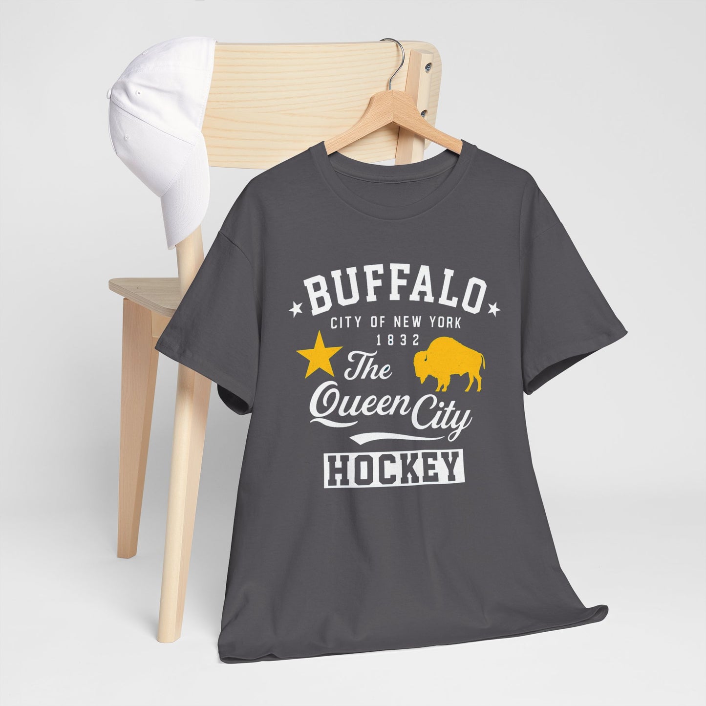 Buffalo City T‑Shirt – Gold Star & Bison Graphic Tee