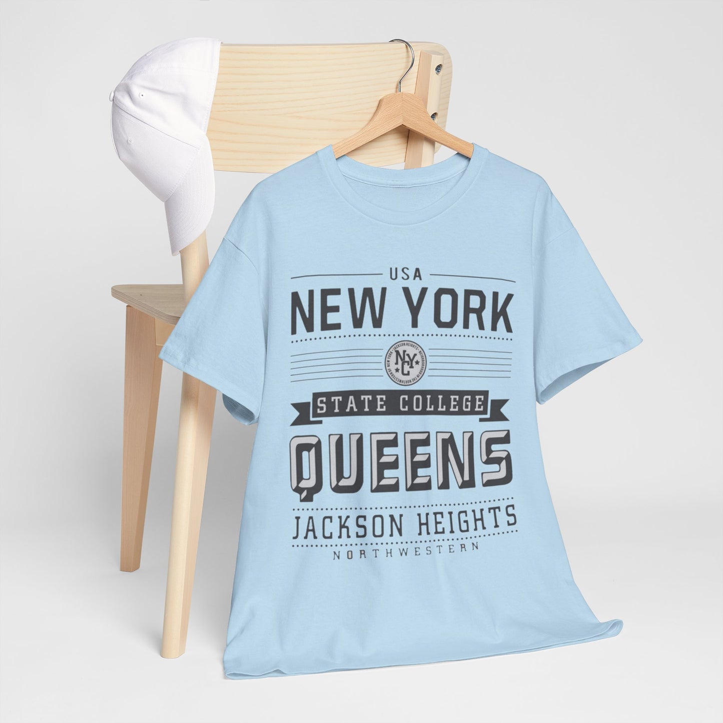 New York Queens Jackson Heights Tee — Vintage State College Graphic T-Shirt
